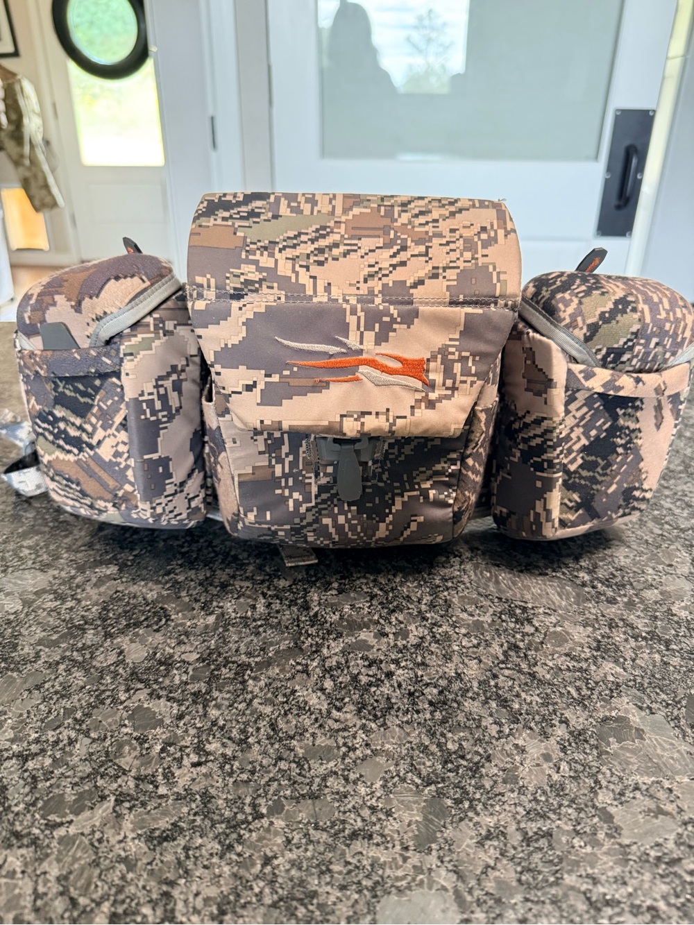Men's Digital Camo Belt Bag with Orange Logo